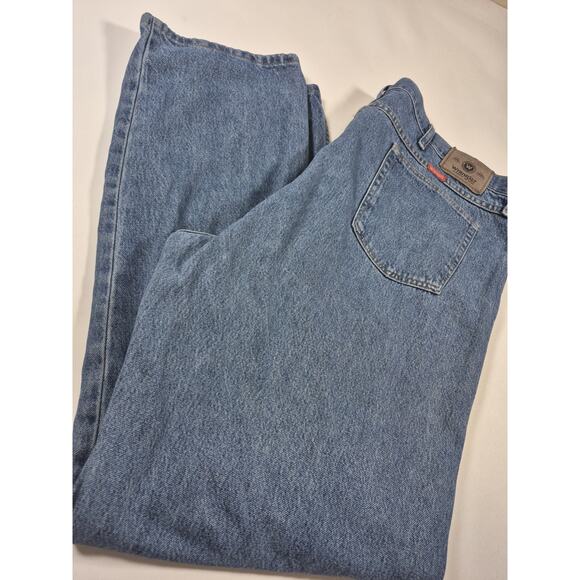 Wrangler Jeans Mens 46x32 Blue Denim Comfort Fit Straight Leg Premium Quality - Picture 3 of 7